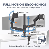 Support d'écran double à fixation de bureau entièrement articulé compatible VESA 32 pouces 9 kg par bras OEM ODM Logo personnalisé Vente directe usine