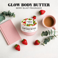Glow Body Butter Berry Blast Geur Berry Vanille Hydraterende Ronde Verpakking Biologisch Aangepast Logo voor Body Butter