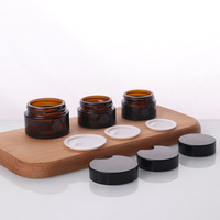 Bocaux en verre ambré avec doublures intérieures, couvercles, contenants cosmétiques ronds à large ouverture, étanches, pour le stockage de crèmes, de pommades, de lotions