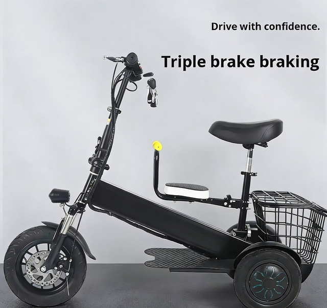 Lightweight Aluminum Alloy Electronic Lithium Battery Electric Three-wheel Scooter Foldable Waterproof 500W Motor 25-30km Range