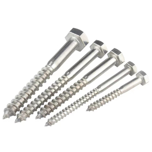 Tornillos de madera con extremo puntiagudo de <span class=keywords><strong>cabeza</strong></span> <span class=keywords><strong>hexagonal</strong></span> de <span class=keywords><strong>cabeza</strong></span> plana de media rosca DIN571 de acero inoxidable 304, pernos autorroscantes - Product Image 5