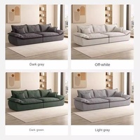Canapé trois places en tissu anti-griffures style italien minimaliste, couleur crème, avec structure en bois de pin, directement de l'usine, pour salon