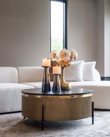 Table basse ronde marron de luxe à LED lumineuse pour la maison pour les meubles de rangement de salon