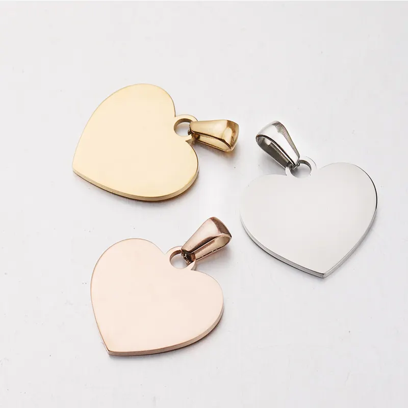 Mirror Polished Stainless Steel Jewelry 20mm Heart Pendant Charms for Jewelry Making