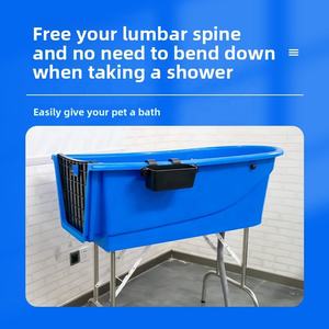 Baignoire pliable en plastique robuste pour animaux de compagnie (chiens et chats de taille moyenne à grande) avec station de lavage et douche pour utilisation en salle de bain - Product Image 2