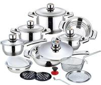 Edelstahl Klassisches 18-Teiliges Kochgeschirr-Set mit Induktionsgeeigneten Töpfen und Pfannen Umweltfreundlich