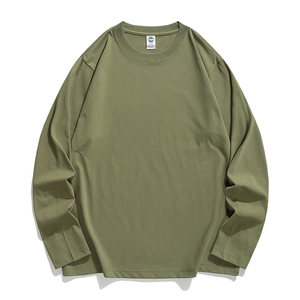 Camiseta de Manga Larga con Cuello Redondo, Estilo Urbano Japonés, Tejido de Punto Sólido, 100% Algodón, para Hombre, Mujer, Unisex, Parejas, Casual - Product Image 3