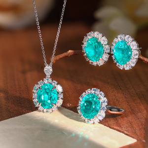 Conjunto de Joyería de Lujo Lab Paraiba de 6 Quilates, Chapado en Plata 925 y Oro, Estilo Princesa, Regalo de Alta Gama para Ella, Aniversario de Bodas - Product Image 1