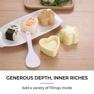 Molde para Bolas de Arroz Triangulares para Bebés <span class=keywords><strong>y</strong></span> Niños, Plástico de Grado Alimenticio Beige, Ecológico, Fácil de Usar, Suministros para Arte de Sushi DIY - Product Image 4
