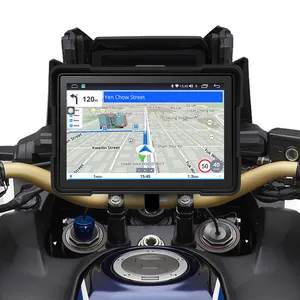 Navigasi GPS sepeda motor portabel 5 inci, penyetem Radio pengendali jarak jauh kamera tahan air depan & belakang dengan Apple CarPlay nirkabel