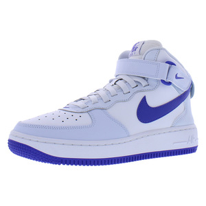 Nike รองเท้าฟุตบอลสำหรับ Air Force 1 MID easyon GS รองเท้าลำลองสีเทา/เปอร์เซียสีม่วงพื้นรองเท้า PU-100% แท้ - Product Image 1