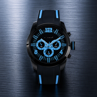 Montre-bracelet à quartz multifonctionnelle pour homme, boîtier en acier inoxydable, bracelet en silicone souple, montre décontractée pour homme pour l'extérieur