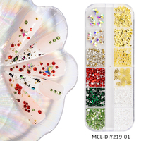 Cristal dos plat ongles strass diamant gemme 3D paillettes Nail Art décoration 12 grille/boîte ensemble de AB 10 plastique 33g 900 pièces/boîte