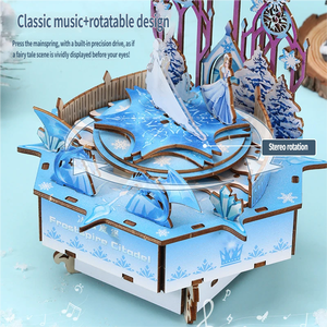 Nouveauté transfrontalière : Ensemble de blocs de construction DIY pour boîte à musique artisanale Château de glace Rêve de la ville, modèle d'assemblage pour anniversaire et ornement - Product Image 3