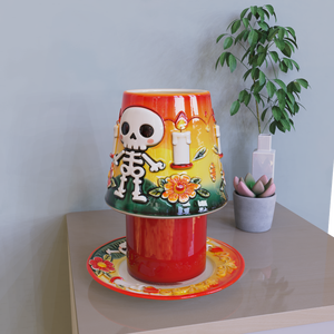 Diseño Personalizado Atmósfera Festiva Mexicana <span class=keywords><strong>Dia</strong></span> <span class=keywords><strong>De</strong></span> <span class=keywords><strong>Muertos</strong></span> Día <span class=keywords><strong>De</strong></span> Los <span class=keywords><strong>Muertos</strong></span> Vela <span class=keywords><strong>De</strong></span> Cerámica <span class=keywords><strong>De</strong></span> <span class=keywords><strong>Alta</strong></span> Calidad Tarro Lámpara Sombra Y Juego <span class=keywords><strong>De</strong></span> Platos - Product Image 5