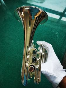 Trompeta <span class=keywords><strong>de</strong></span> bolsillo <span class=keywords><strong>de</strong></span> pistón <span class=keywords><strong>de</strong></span> llave C chapada en plata, laca <span class=keywords><strong>de</strong></span> oro <span class=keywords><strong>de</strong></span> alta calidad (JPTC-210) - Product Image 2