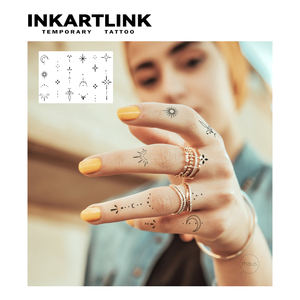 Pegatina de <span class=keywords><strong>Tatuaje</strong></span> Temporal Personalizada para Dedos, Diseño <span class=keywords><strong>Minimalista</strong></span> de <span class=keywords><strong>Luna</strong></span>, Estrella y Puntos, Arte Corporal Semipermanente de 15 Días, Estética Herbal, Venta al Por Mayor - Product Image 2