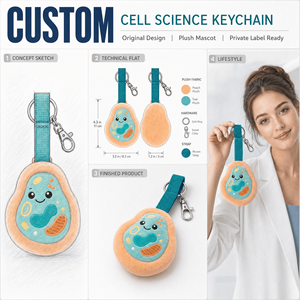 Jouet en peluche personnalisé OEM ODM, animal en peluche, porte-clés, mascotte, cadeau promotionnel générique pour événements de recherche scientifique sur les cellules humaines et soins - Product Image 1
