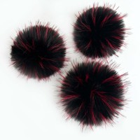 Pompons en fourrure artificielle avec bouton-pression et élastiques, 12-15 cm, accessoire pour chapeaux, écharpes, porte-clés, bricolage, artisanat, décoration