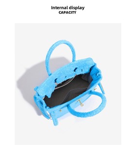 Borsa Tote da <span class=keywords><strong>Donna</strong></span> Classica e Alla Moda con Fibbia Dorata, Grande Capacità, Realizzata in Tessuto Spugna - Product Image 5