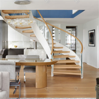 Escalier courbé sur mesure en bois, design minimaliste moderne pour l'intérieur de la maison