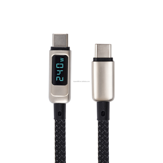 240W USB-C Charging Cable with HD LED Display Zinc Alloy and Pure Copper 5A Fast Charging USB Type-C to Type-C Cable Display