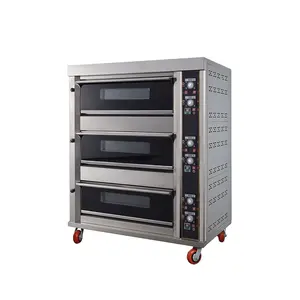 Commercial stainless steel gas bread deck oven 3 decks 6 trays gas oven