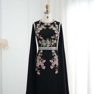 Jancember LSZ487 Vintage Dubai Evening Party Prom <b>Cape</b> Sleeve Dresses for <b>Women</b> - Product Image 4