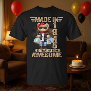 T-shirt pour hommes fabriqué en 1945, Teddy Bear 80Th Birthday - Product Image 3