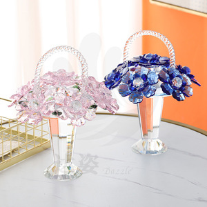 Panier à fleurs en cristal Darz, verre rose, décoration de bureau moderne, pièce unique, cadeau - Product Image 2