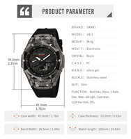 Relojes Skmei 2411 jam tangan digital, jam tangan olahraga tahan air warna-warni stopwatch gaya baru