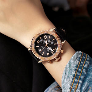 Reloj GUOU 8116 de alta calidad para mujer, reloj de cuarzo a la moda y a la moda con esfera grande, correa de cuero resistente al agua - Product Image 1