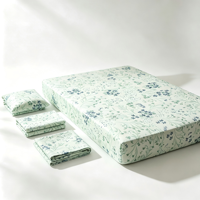 Parure de lit imprimée florale en polyester, douce et respirante, avec housse de couette, drap-housse, drap plat et taie d'oreiller pour la maison et l'hôtel