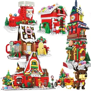 עץ חג המולד סנטה קלאוס איל חג המולד גרב בית מגדל אבני בניין עיר חורף בית חג המולד רכב דגם צעצועי מתנות