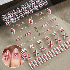 Autocollants pour ongles en tweed gaufré à carreaux, décorations auto-adhésives texturées pour femmes de bureau, vente en gros - Product Image 3