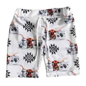 RTS Baby Jungen Western Print Kuh Schädel Farbe Sommer Bade bekleidung Mode Kinder Kinder Boutique Shorts Badeanzüge Trunks