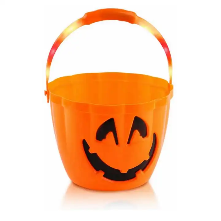 halloween light up pumpkin bucket large