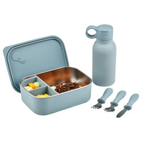 Boîte à bento portable en silicone de qualité alimentaire, 3 compartiments, légère, étanche, compatible micro-ondes, couvercles chauffables pour tous