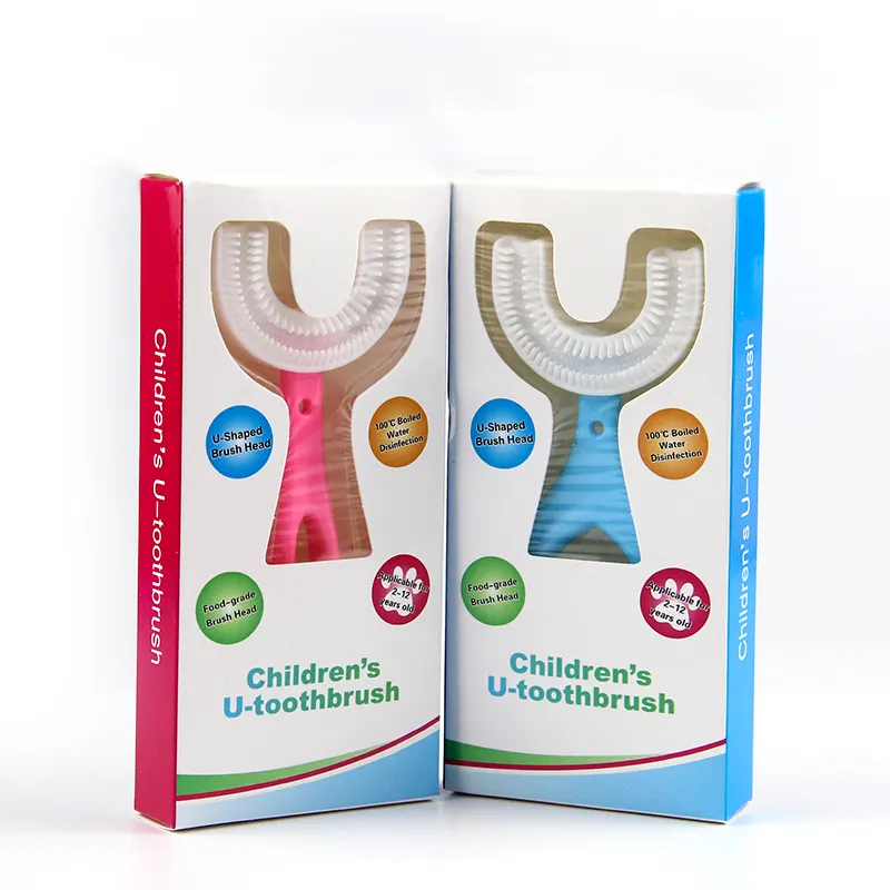 Escova de dentes infantil em forma de u, 360, tendência, manual, em formato de u, de silicone, para bebês, 360