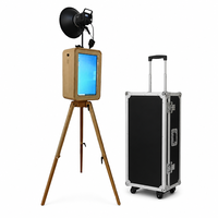 Dubbelzijdige fotohokje, draagbaar, retro, houten, met flightcase, compatibel met iPad & DSLR voor bruiloft, feest, verjaardag, evenement