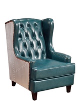 Fauteuil en cuir de luxe style aviateur rétro industriel, idéal pour salon, chambre ou hôtel