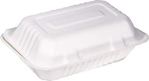 Bagazo de caña de azúcar blanca, 6x9x3 pulgadas, concha de <span class=keywords><strong>almeja</strong></span> ajustable, contenedor de comida con bisagras - Product Image 2