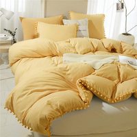 Ensembles de literie de Noël vert uni Pom housse de couette ferme literie en microfibre couette ensemble de housse de couette