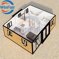 WinFair 2 Chambres Préfabriquées Petites Maisons de Luxe Préfabriquées Moderne Préfabriqué 20Ft Conteneur Extensible Maison Pliante Avec Toilette