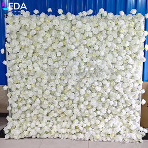 LEDA Mur de fleurs artificielles décoratives en soie blanche, fait main, personnalisé, toile de fond souple pour la Saint-Valentin - Product Image 2