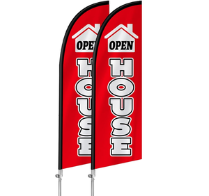 Paquete de 2 Banderas de Inmobiliaria, Letreros de Apertura, Pancarta, Bandera de Pluma <span class=keywords><strong>para</strong></span> Agentes Inmobiliarios - Product Image 2