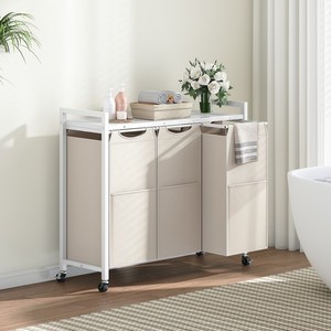 Trieur de panier à <span class=keywords><strong>linge</strong></span> à 3 sections, panier à <span class=keywords><strong>linge</strong></span> sale roulant à 3 compartiments, chariot à <span class=keywords><strong>linge</strong></span> mobile à 3 bacs avec roues, vente en gros - Product Image 5