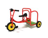 Tricycle cargo rouge en métal pour enfants avec plateforme verte, jouet robuste à 3 roues pour la maternelle et les jeux en plein air