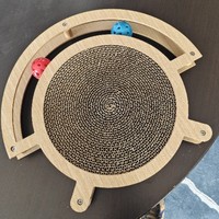 Jouet pour chat en carton ondulé avec lanceur de balle, griffoir pour chat, plateau tournant interactif pour chat, fournitures de toilettage pour animaux de compagnie