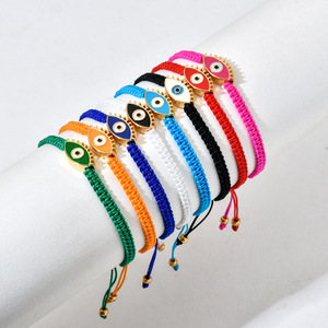 <span class=keywords><strong>Kinser</strong></span> 2024 Großhandel Öltropfen bunte Emaille Augenarmband handgefertigt glücklicher Gewinde seil verstellbares Armband - Product Image 1